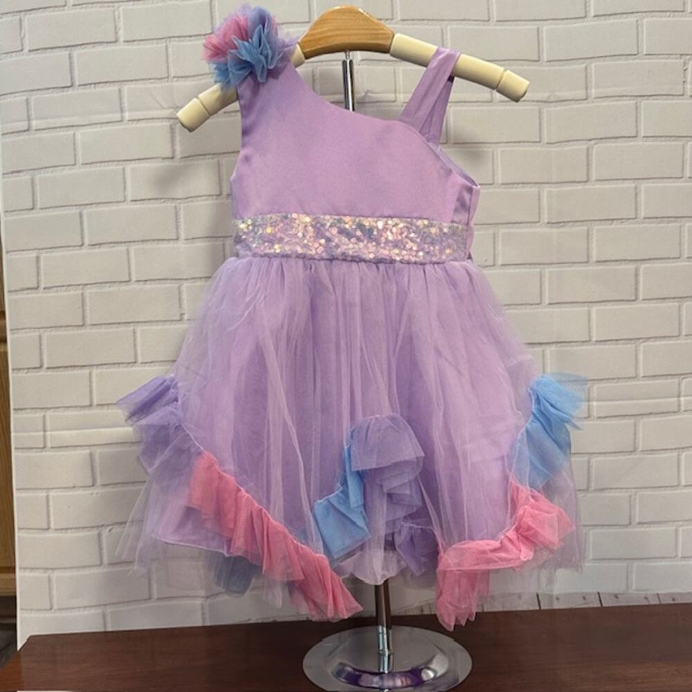Elegant Princess Purple Party Dress 90 US 18-24 Months Tulle Bow Sequin Dress